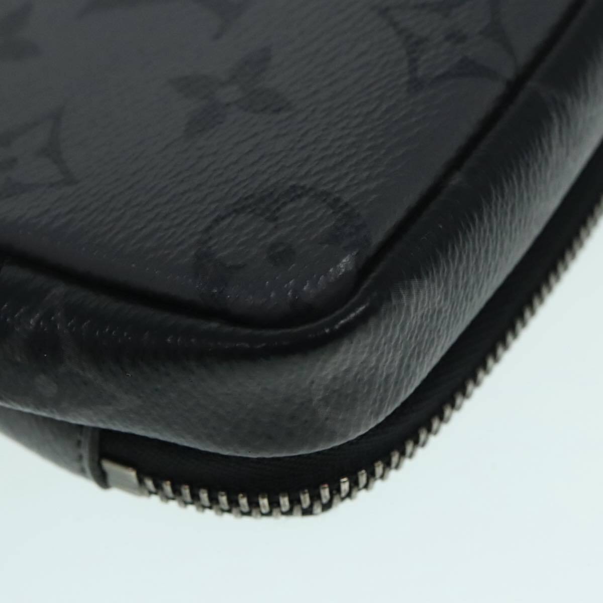 Louis Vuitton Double Phone Pouch Reverse Monogram Eclipse Canvas, GRAY, CANVAS, Tech accessory