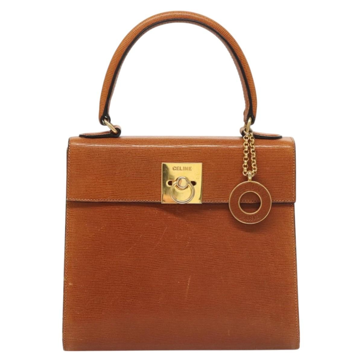 Celine Vintage Logo Top Handle Bag Leather, BROWN, LEATHER, Handbag