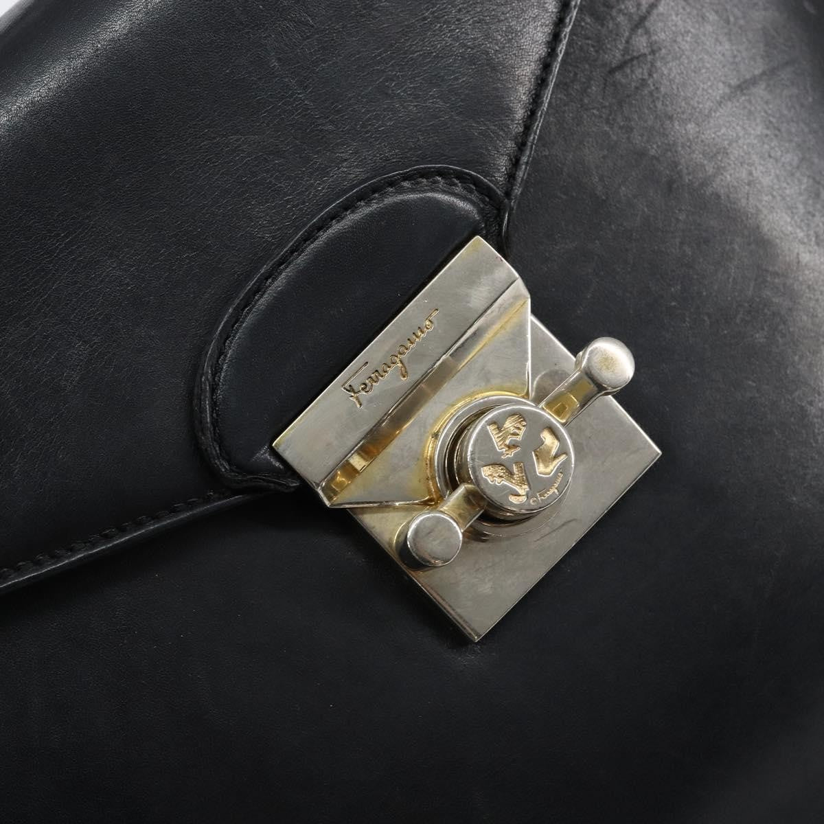 Salvatore Ferragamo Vintage Handbag Leather, BLACK, LEATHER, Handbag