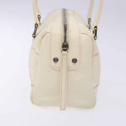 Chanel Square Stitch Duffle Bag Quilted Caviar, WHITE, LEATHER, Travel bag