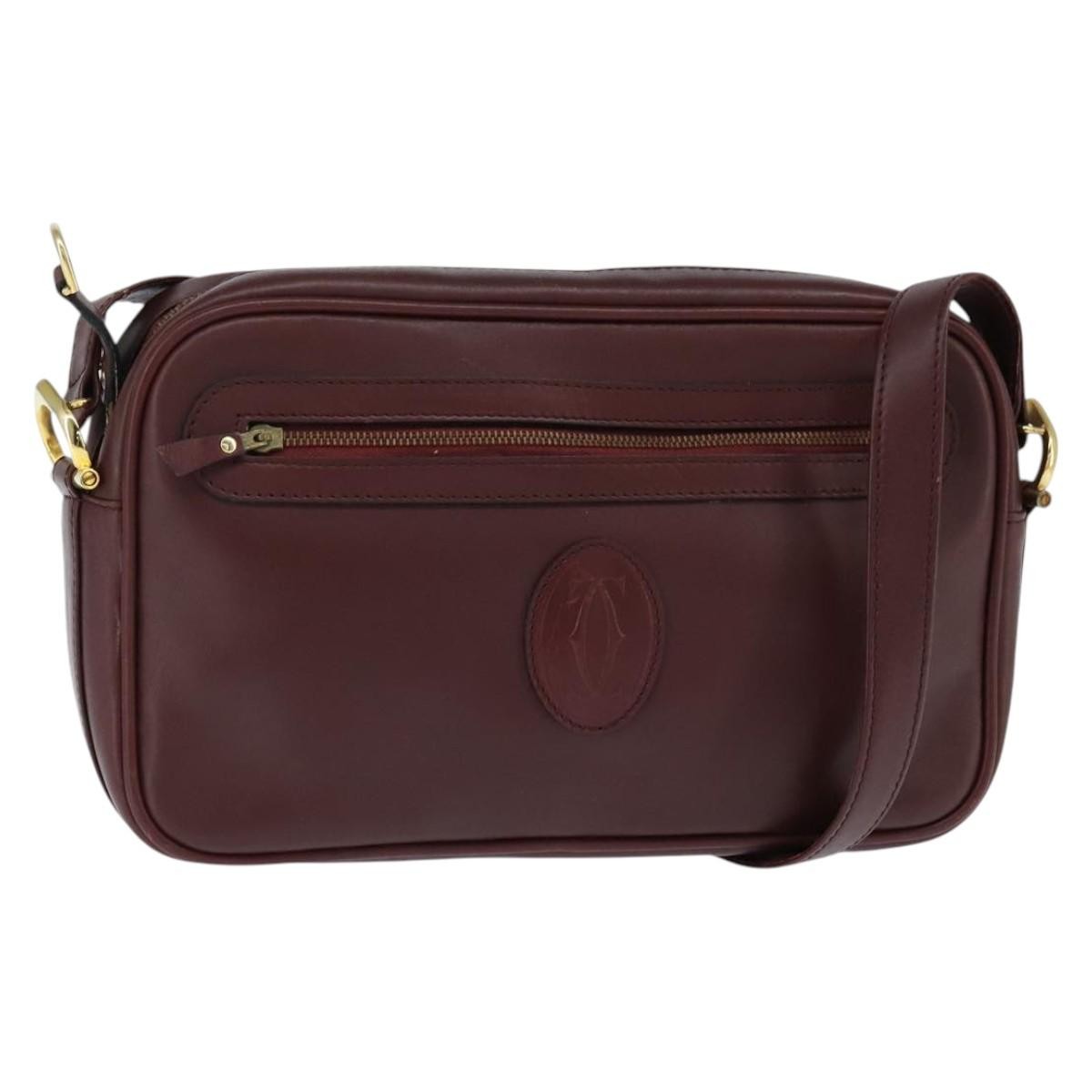 cartier Must de Cartier Shoulder Bag Leather, BURGUNDY, LEATHER, Shoulder bag