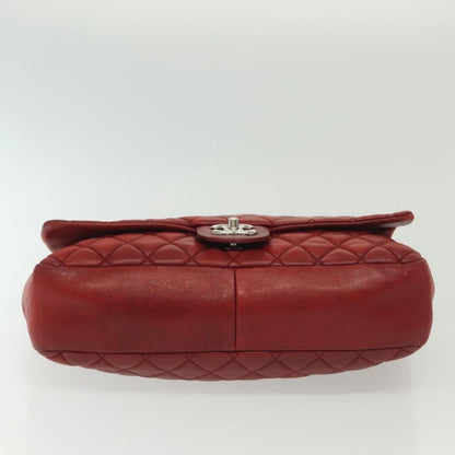 Chanel Now and Forever Flap Bag Quilted Lambskin, RED, LEATHER, Shoulder bag