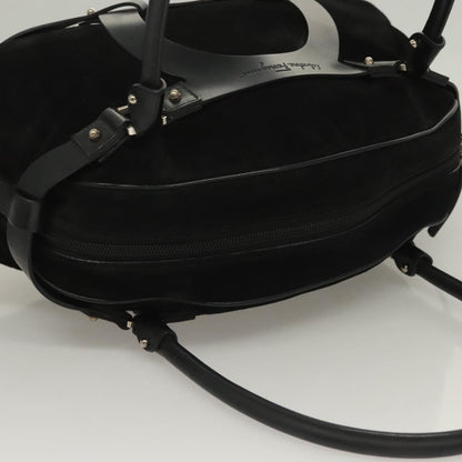 Salvatore Ferragamo Gancini handbag Suede, BLACK, SUEDE, Handbag