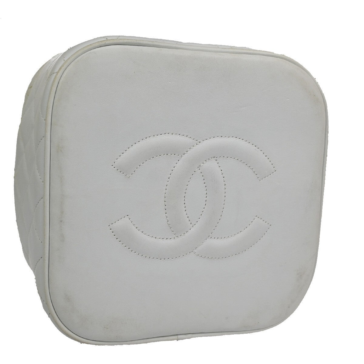 Chanel Classic Vanity Case Quilted Caviar, WHITE, LEATHER, Toiletry Case