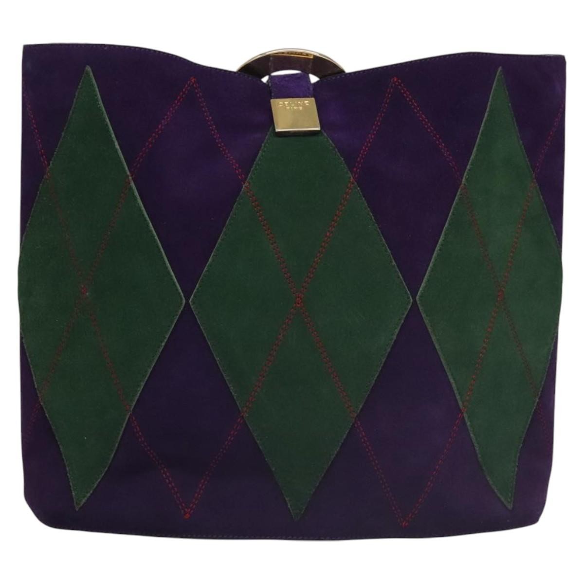 Celine Circle logo Suede and Leather, PURPLE, SUEDE, Shoulder bag