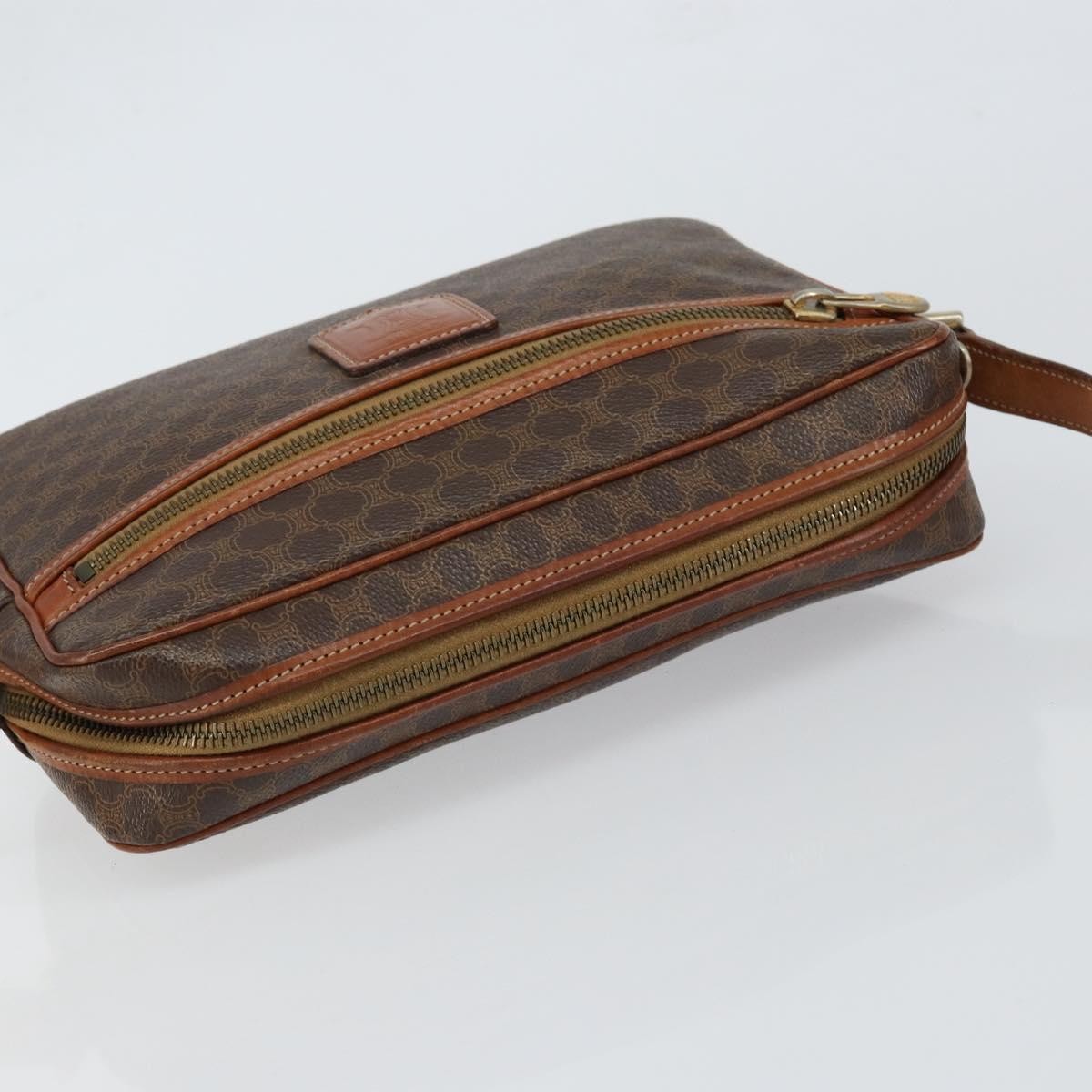 Celine Vintage Macadam Shoulder Bag Canvas and Leather, BROWN, CANVAS, Shoulder bag