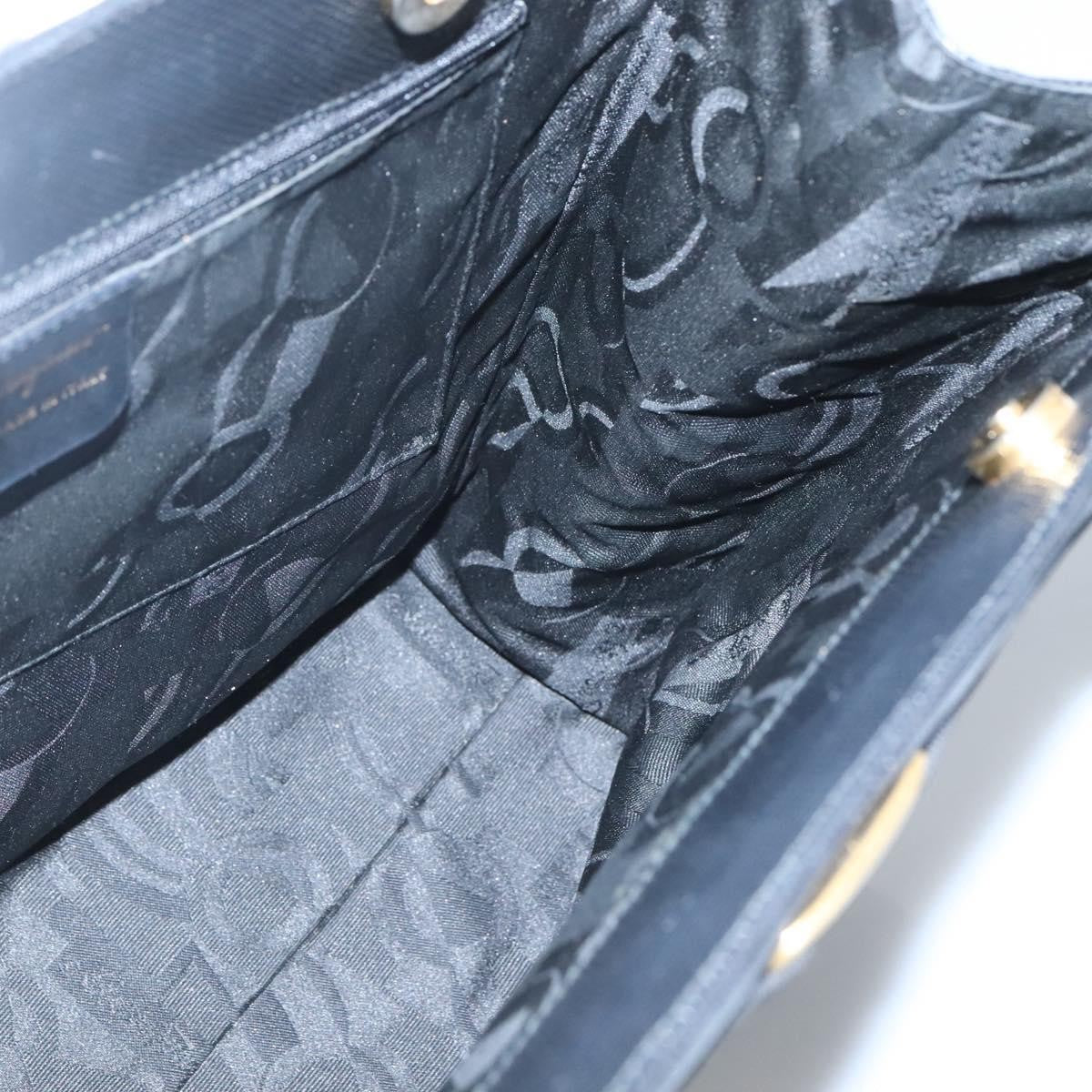 Salvatore Ferragamo Vintage Vara Bow Tote Lizard Embossed Leather, BLACK, LEATHER, Tote bag