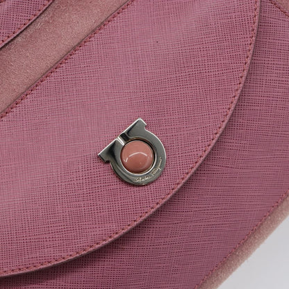 Salvatore Ferragamo Gancini handbag Suede, PINK, SUEDE, Handbag