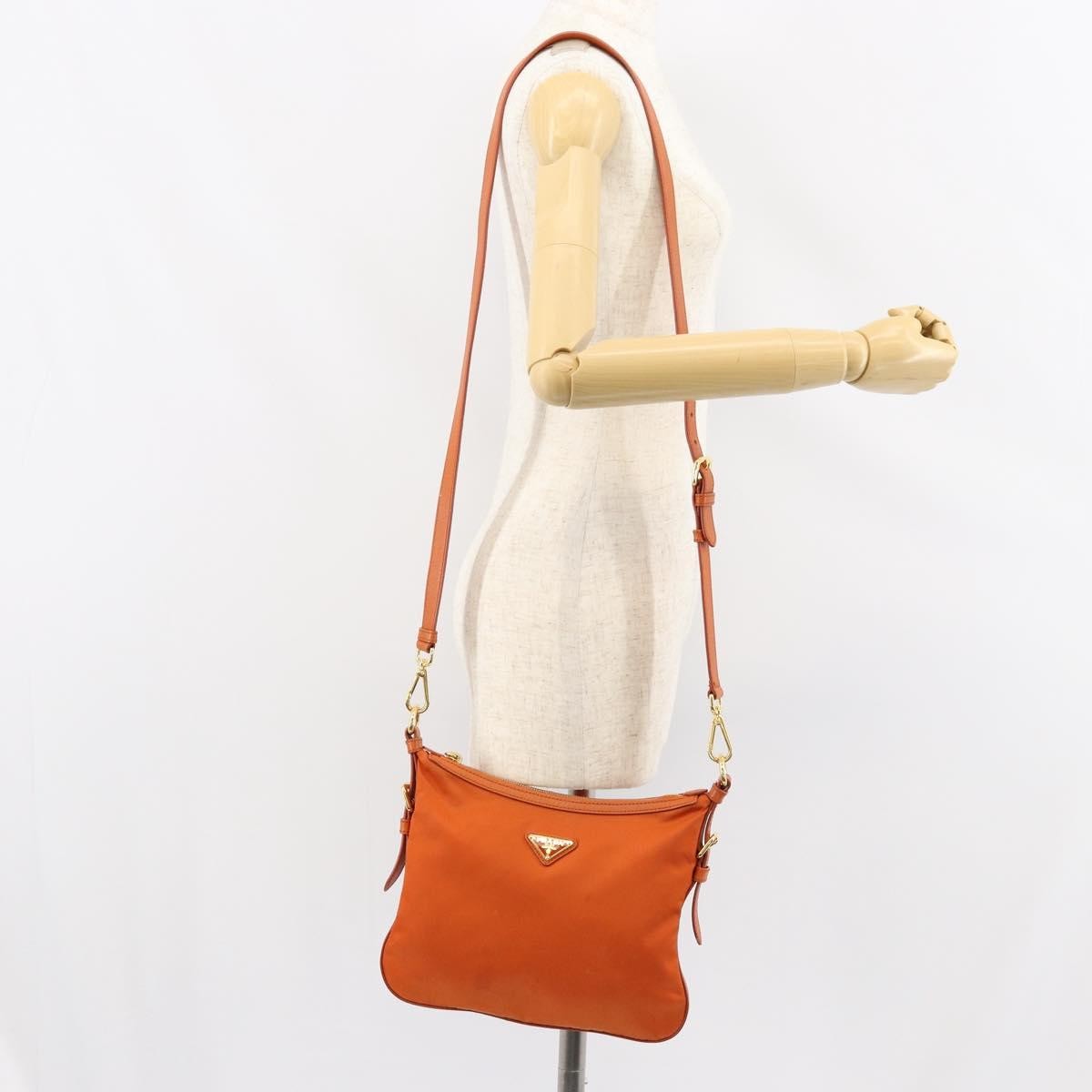 Prada Flat Messenger Tessuto with Leather, ORANGE, NYLON, Shoulder bag