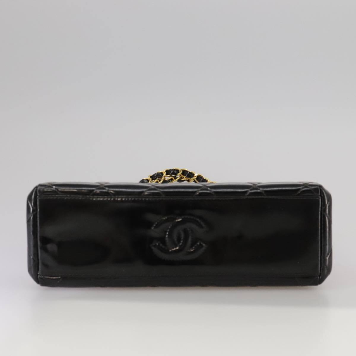 Chanel Vintage Chain Frame Bag Quilted Patent, BLACK, PATENT_LEATHER, Handbag