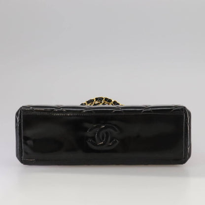 Chanel Vintage Chain Frame Bag Quilted Patent, BLACK, PATENT_LEATHER, Handbag