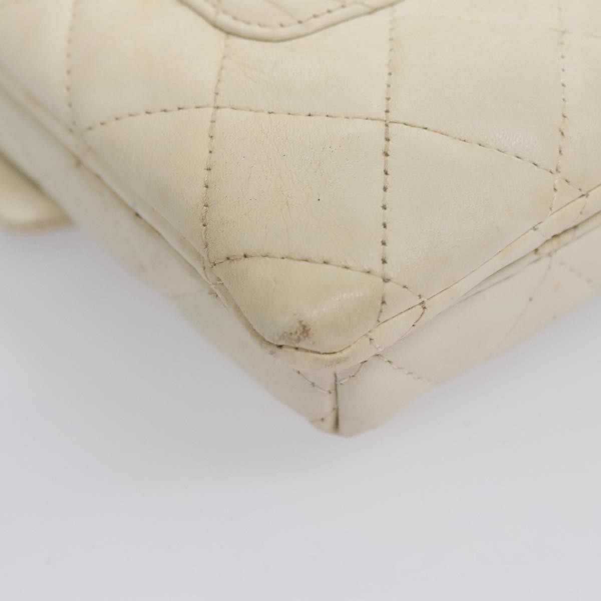 Chanel Cambon Crossbody Bag Quilted Leather, WHITE, LEATHER, Shoulder bag