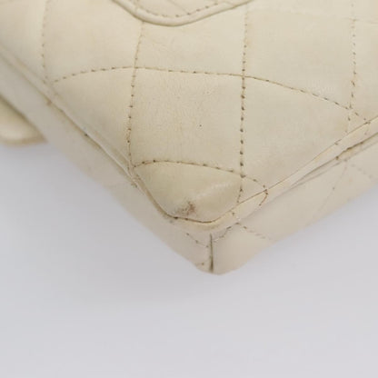 Chanel Cambon Crossbody Bag Quilted Leather, WHITE, LEATHER, Shoulder bag