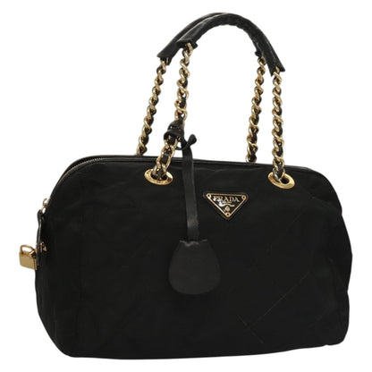Prada Chain Shoulder Bag Tessuto, BLACK, NYLON, Shoulder bag