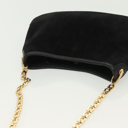 Salvatore Ferragamo Gancini Chain Shoulder bag Suede, BLACK, SUEDE, Shoulder bag