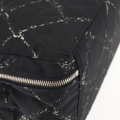Chanel Travel Line Boston Bag Printed Nylon, BLACK, NYLON, Travel bag