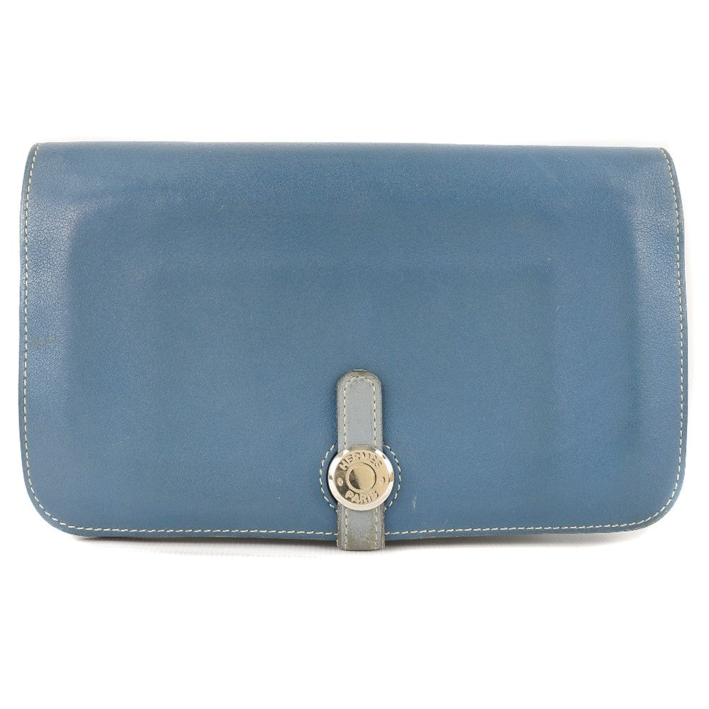Hermes Dogon Coin Purse Leather, BLUE, LEATHER, Wallets