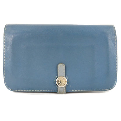 Hermes Dogon Coin Purse Leather, BLUE, LEATHER, Wallets
