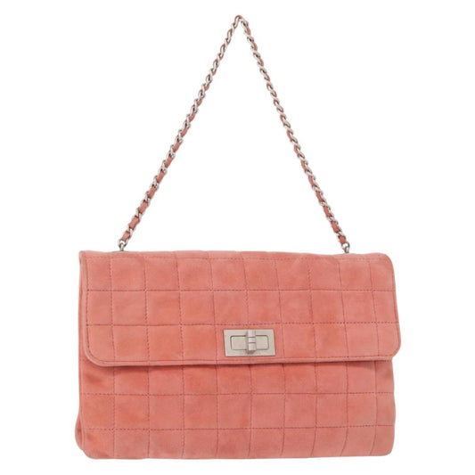 Chanel Vintage Chocolate Bar Mademoiselle Multipocket Flap Bag Quilted Suede, PINK, SUEDE, Shoulder bag