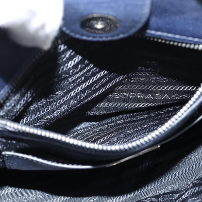 Prada Cuir Convertible Shopping Tote Leather, NAVY, LEATHER, Handbag