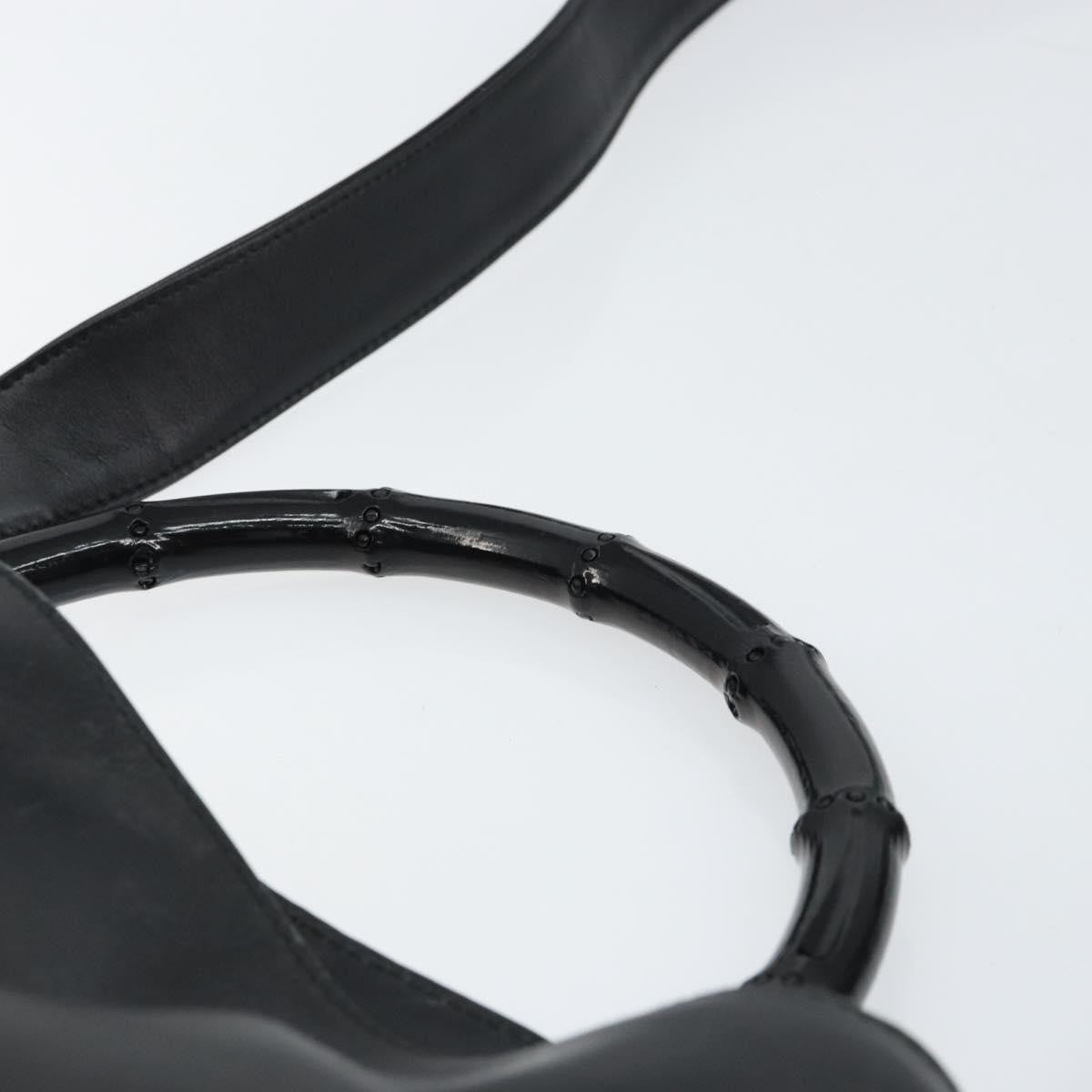 Gucci Vintage Bamboo Shoulder Bag Leather, BLACK, LEATHER, Shoulder bag