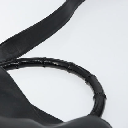 Gucci Vintage Bamboo Shoulder Bag Leather, BLACK, LEATHER, Shoulder bag