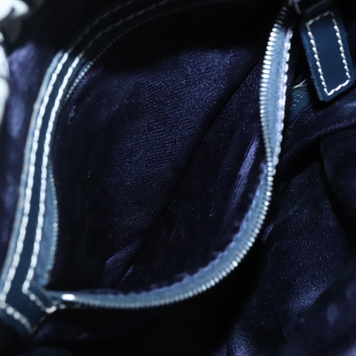 Fendi FF Logo Mon Tresor Bucket Bag Printed Shearling with Leather, NAVY, CANVAS, Shoulder bag