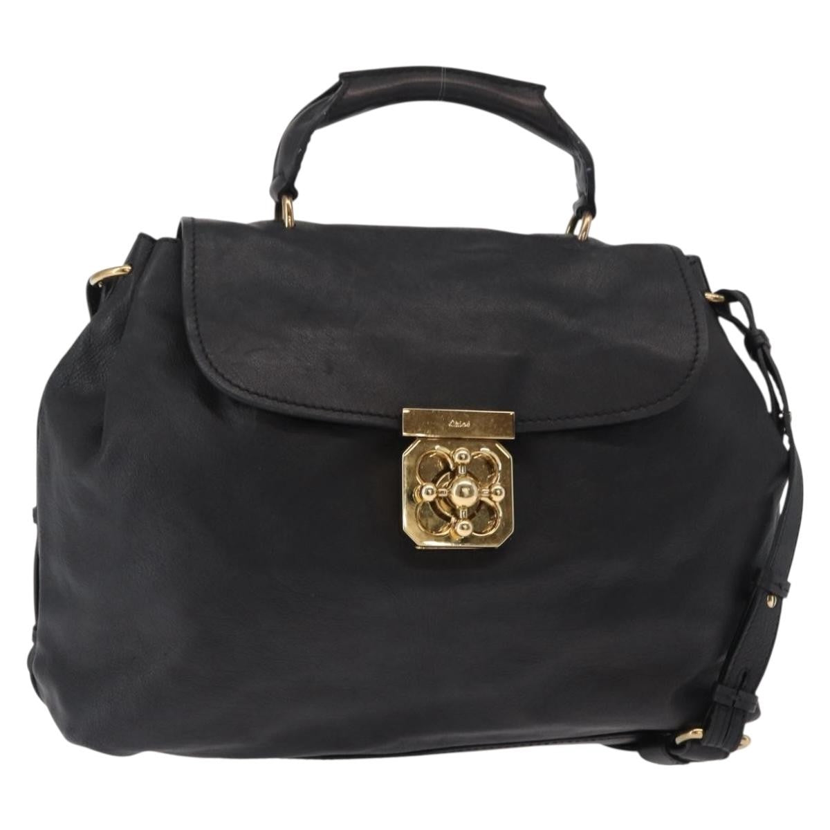 Chloe Elsie Convertible Satchel Leather, BLACK, LEATHER, Handbag