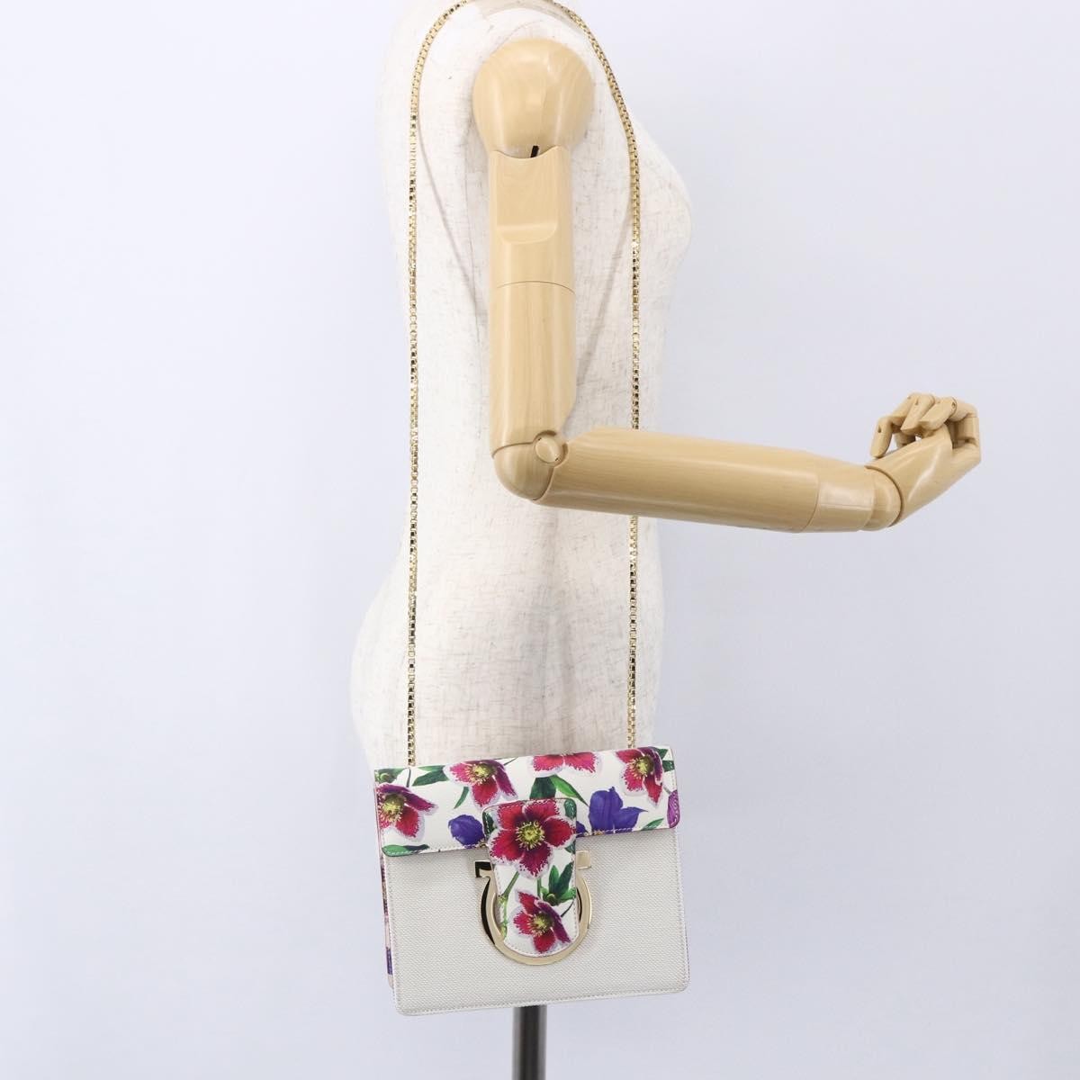 Salvatore Ferragamo Vintage Gancini Chain Shoulder Bag Canvas, MULTICOLOUR, CANVAS, Shoulder bag