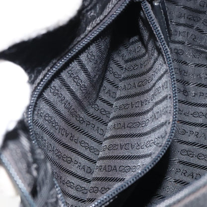 Prada Front Zip Messenger Bag Tessuto, BLACK, NYLON, Shoulder bag