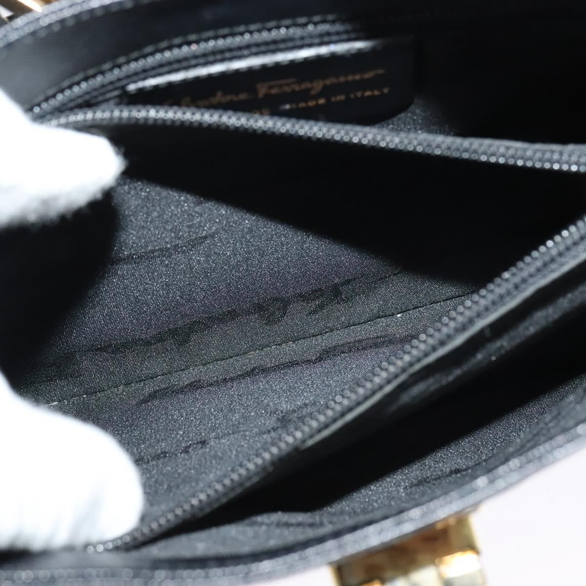 Salvatore Ferragamo Gancio Flap Hobo Leather, BLACK, LEATHER, Shoulder bag