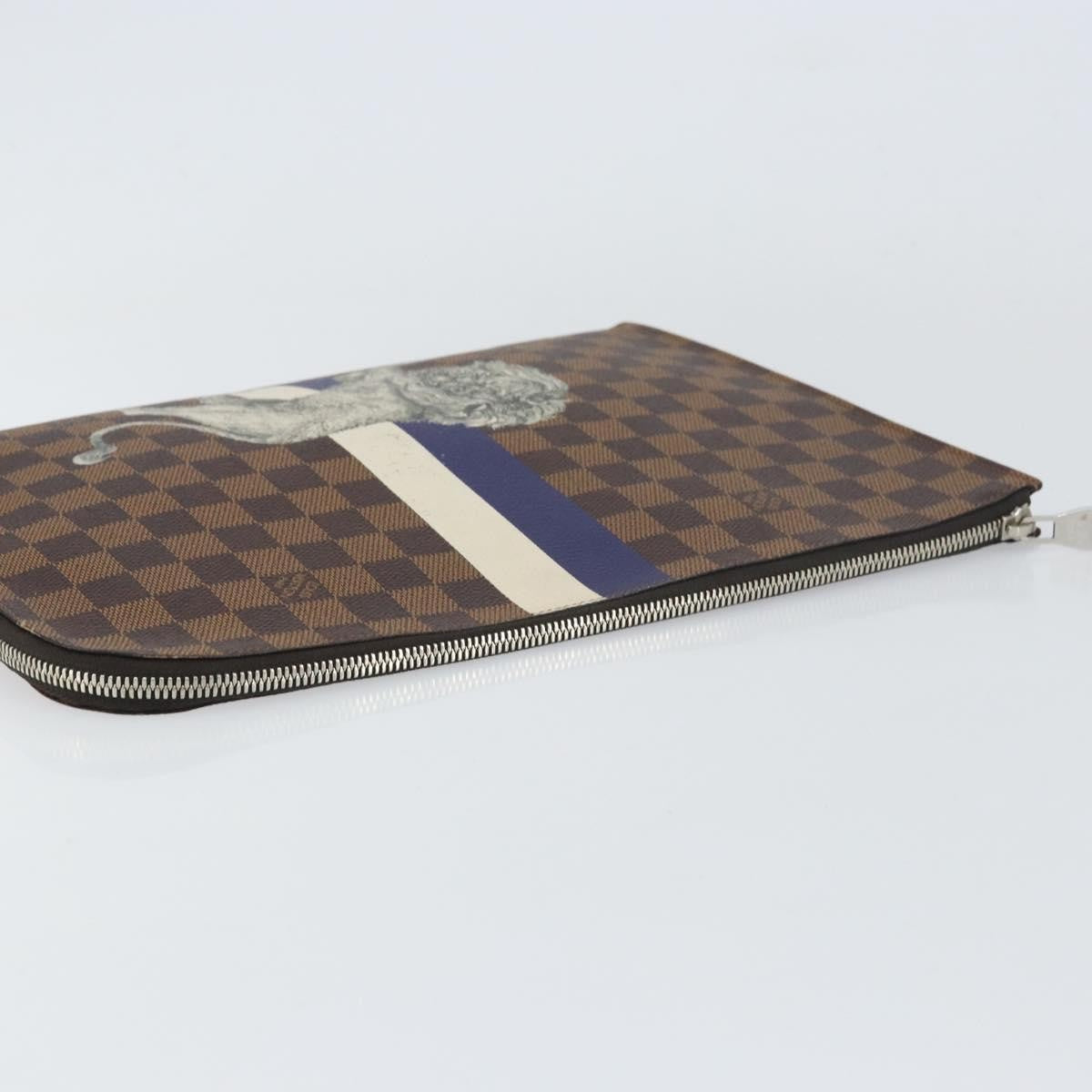 Louis Vuitton Pochette Jour Limited Edition Chapman Savane Damier, BROWN, CANVAS, Clutche & pouche