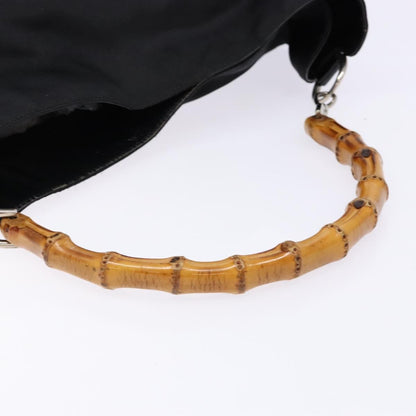 Gucci Vintage Bamboo Handle Tote Nylon, BLACK, NYLON, Tote bag