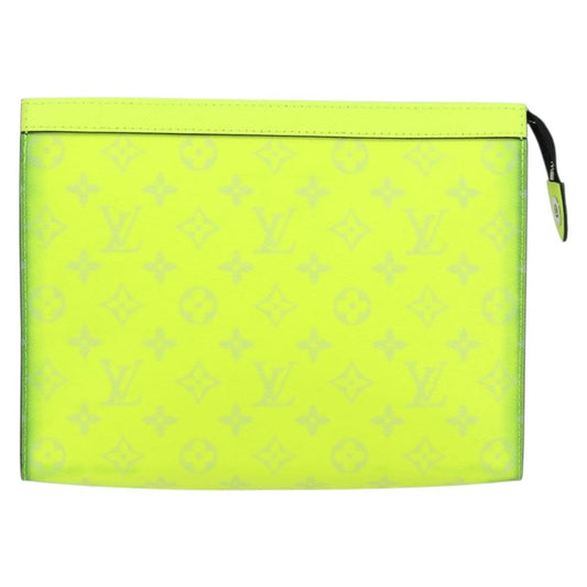 Louis Vuitton Pochette Voyage Monogram Taigarama, YELLOW, LEATHER, Clutche & pouche