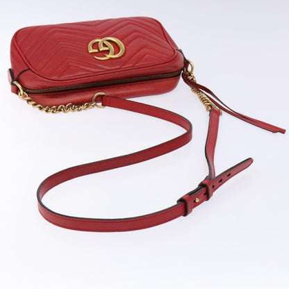 Gucci GG Marmont Triple Zip Chain Bag Matelasse Leather, RED, LEATHER, Shoulder bag