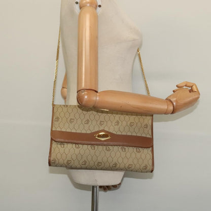 Christian Dior Vintage Honeycomb chain Canvas, BEIGE, CANVAS, Handbag