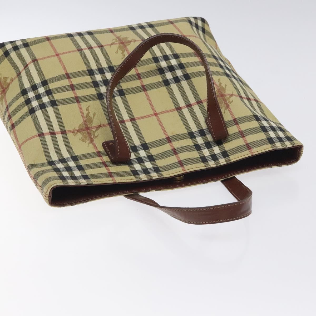Burberry Top Handle Tote Haymarket Coated Canvas, BEIGE, PVC, Tote bag
