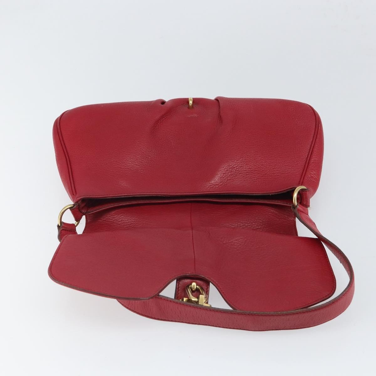 Salvatore Ferragamo Gancini Shoulder Bag Leather, RED, LEATHER, Shoulder bag