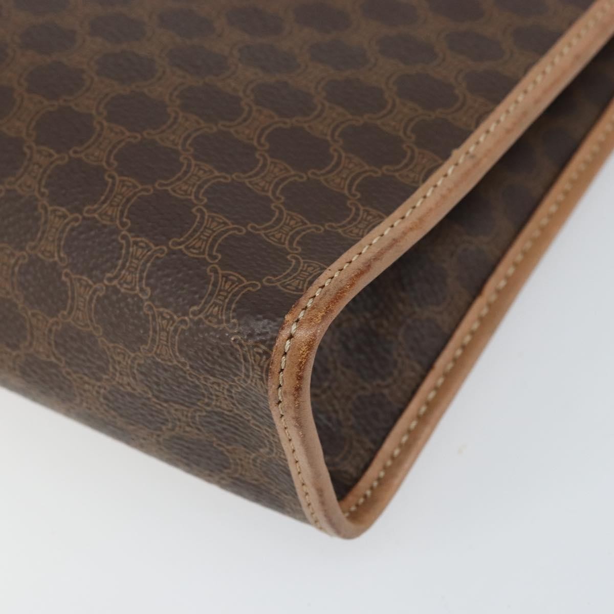Celine Macadam Pochette Canvas and Leather, BROWN, CANVAS, Clutche & pouche