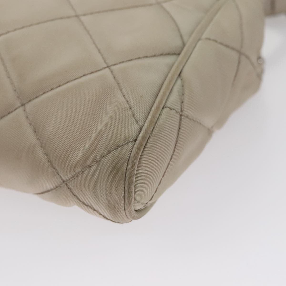 Prada Pushlock Chain Flap Bag Quilted Tessuto, BEIGE, NYLON, Shoulder bag