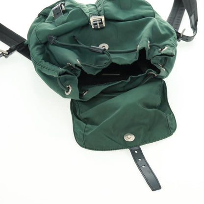 Prada Vela Double Front Pocket Backpack Tessuto with Saffiano Leather, GREEN, NYLON, Backpack