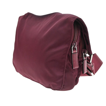 Prada Buckle Messenger Bag Tessuto, BURGUNDY, SYNTHETIC, Crossbody bag