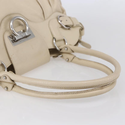 Salvatore Ferragamo Gancini handbag Leather, BEIGE, LEATHER, Handbag