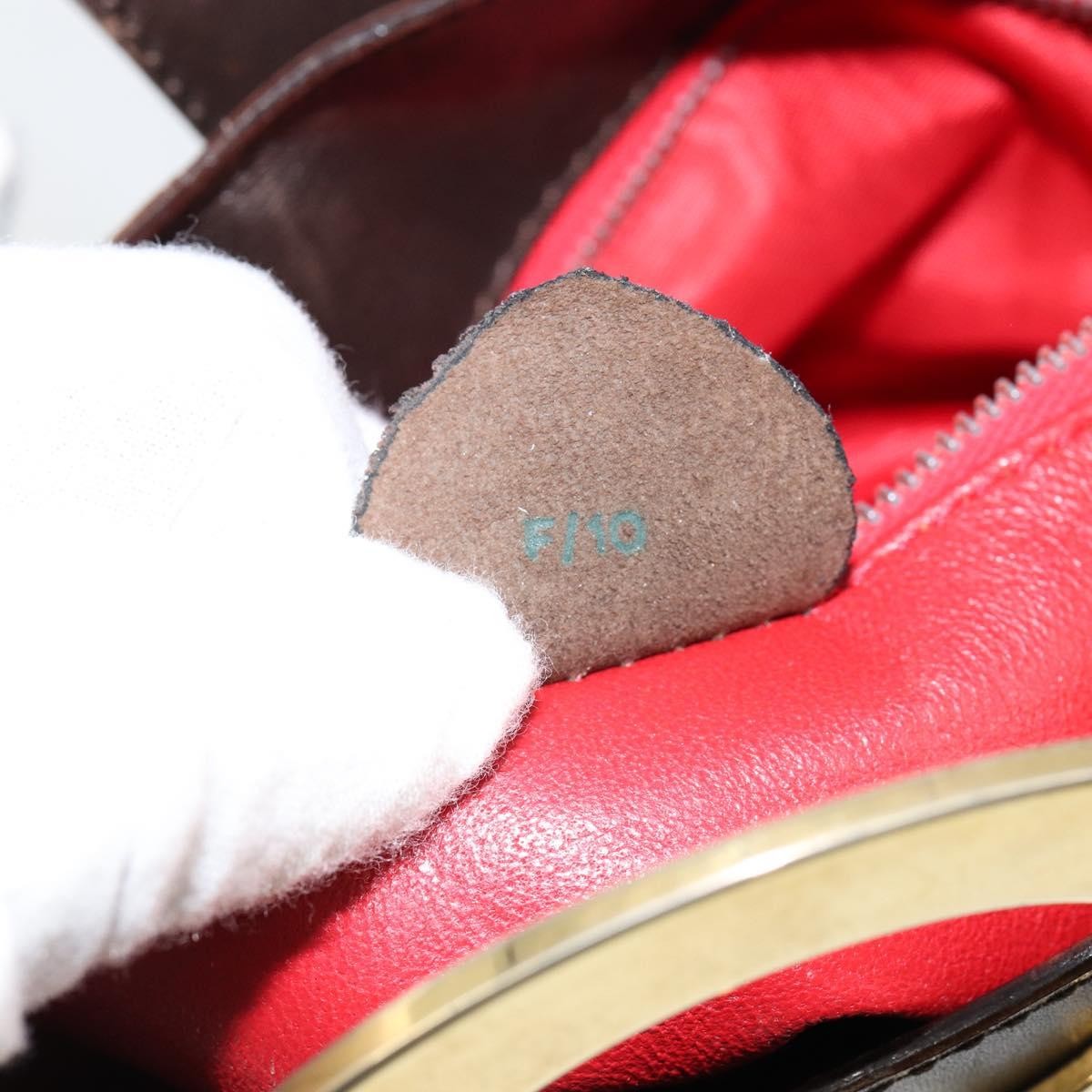 Celine Circle logo Leather, BROWN, LEATHER, Shoulder bag