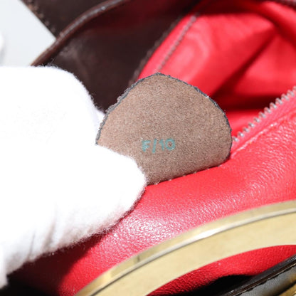 Celine Circle logo Leather, BROWN, LEATHER, Shoulder bag