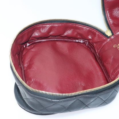 Chanel Vanity pouch Leather, BLACK, LEATHER, Toiletry Case