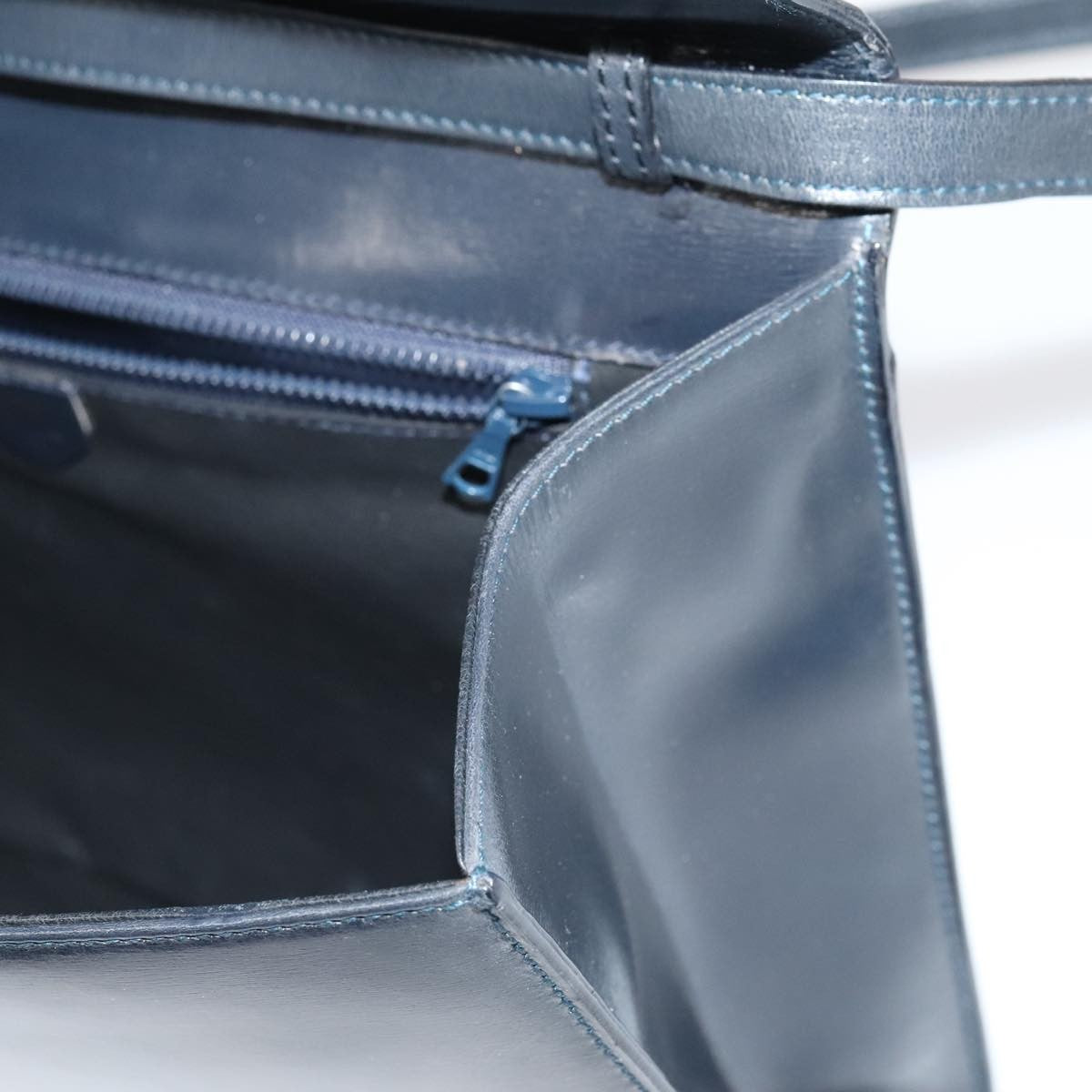 Celine Vintage Circle Logo Crossbody Bag Leather, NAVY, LEATHER, Crossbody bag