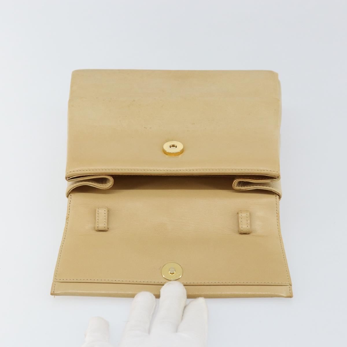 Salvatore Ferragamo Vintage Chain Handbag Leather, BEIGE, LEATHER, Handbag