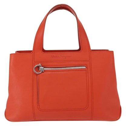 Salvatore Ferragamo Gancini handbag Leather, ORANGE, LEATHER, Handbag