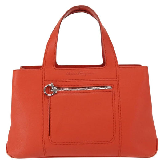Salvatore Ferragamo Gancini handbag Leather, ORANGE, LEATHER, Handbag